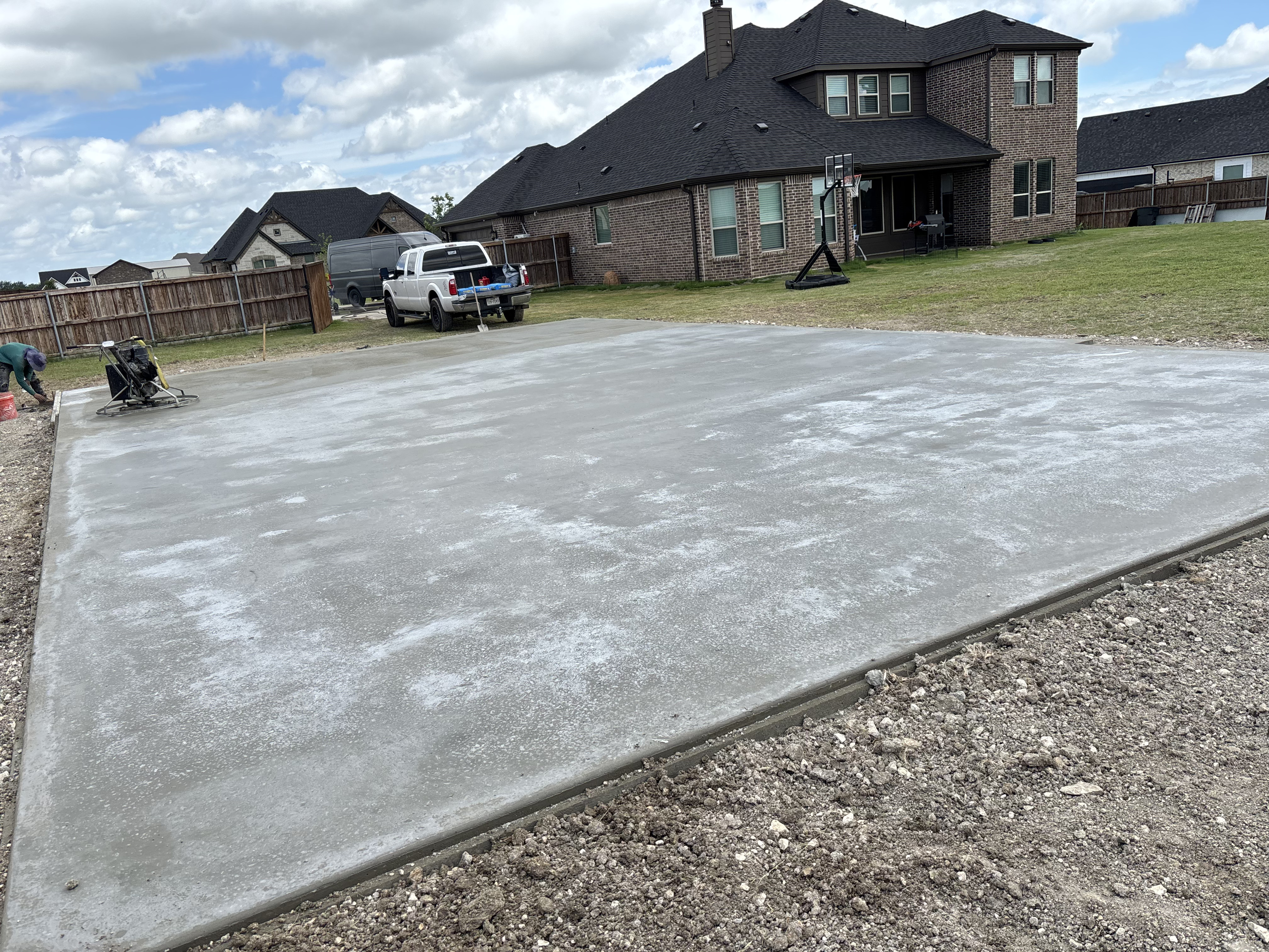 Newly poured large residential concrete slab